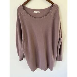 Free People SZ M Ottoman Slouchy Tunic Mock Neck Oversized Ribbed Sweater Mauve